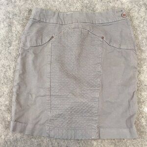 Anthropologie Leifsdottir Skirt 4 S Pencil Gray Textured Quilted Career Casual